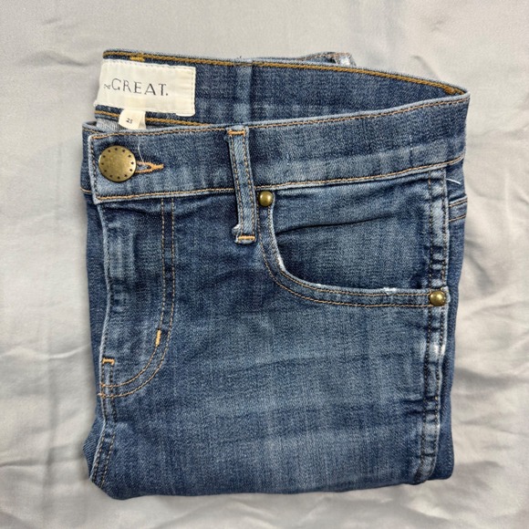 THE GREAT. Denim - THE GREAT The Almost Skinny‎ Jeans Blue Distressed Knee Size 25
